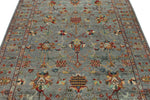 6x8 Gray and Multicolor Turkish Tribal Rug