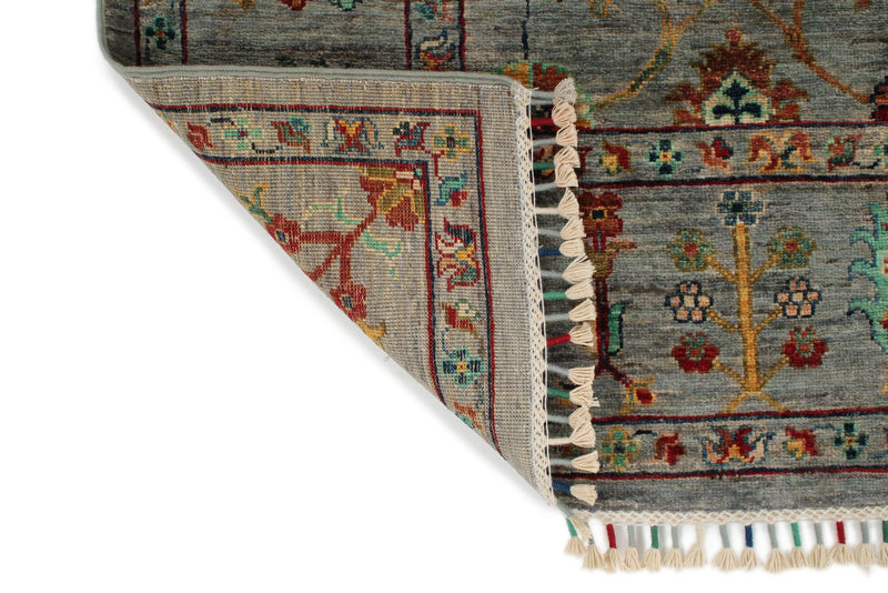 6x8 Gray and Multicolor Turkish Tribal Rug