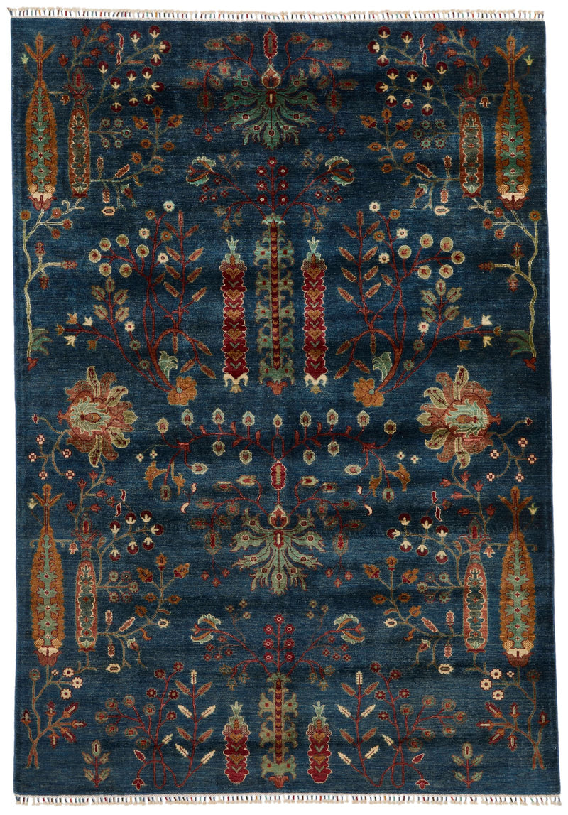 8x10 Navy and Multicolor Anatolian Traditional Rug