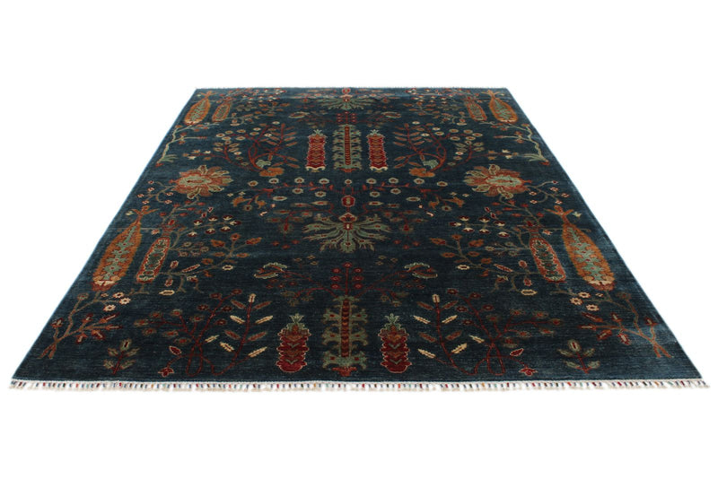 8x10 Navy and Multicolor Anatolian Traditional Rug