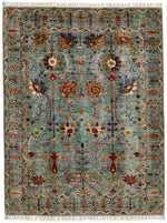 5x7 Gray and Multicolor Turkish Tribal Rug