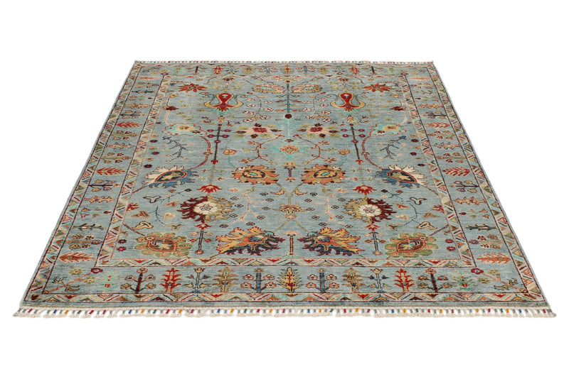 5x7 Gray and Multicolor Turkish Tribal Rug