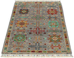 3x4 Gray and Multicolor Anatolian Tribal Rug