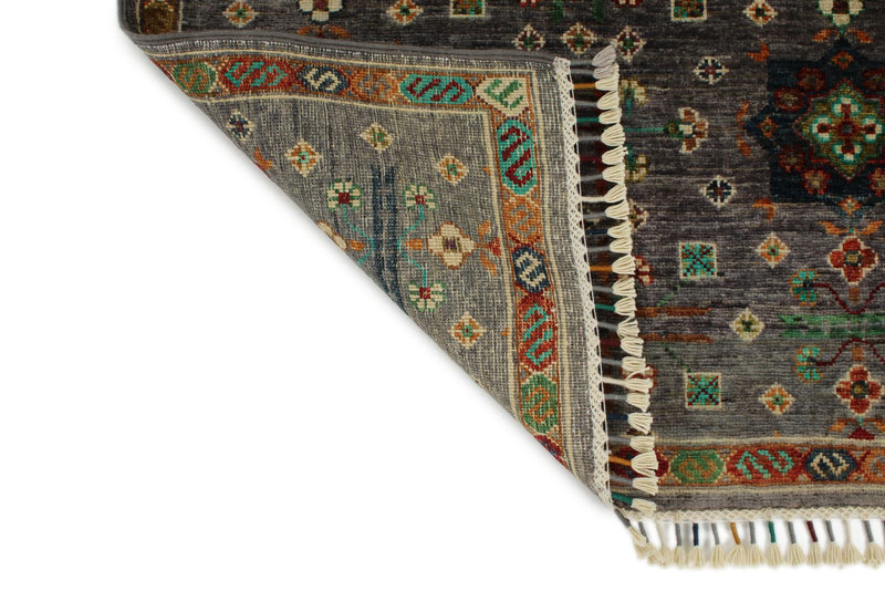 3x4 Gray and Multicolor Anatolian Tribal Rug