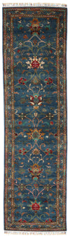 3x10 Blue and Multicolor Turkish Tribal Runner