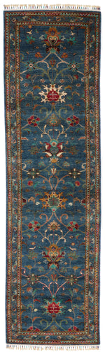 3x10 Blue and Multicolor Turkish Tribal Runner