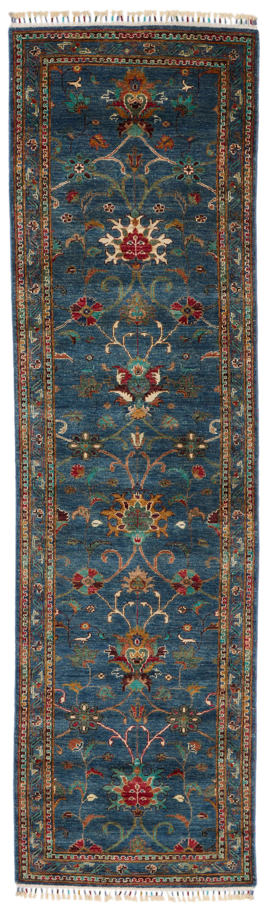 3x10 Blue and Multicolor Turkish Tribal Runner