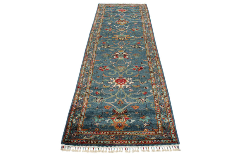 3x10 Blue and Multicolor Turkish Tribal Runner