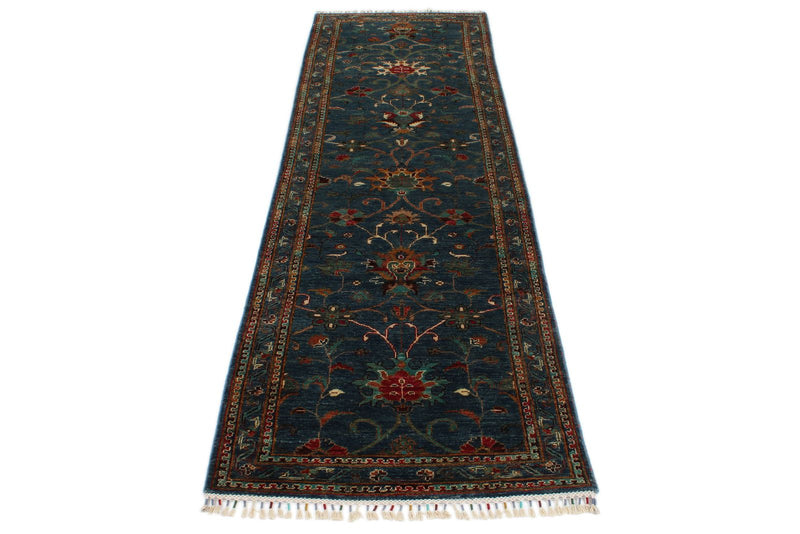 3x10 Blue and Multicolor Turkish Tribal Runner