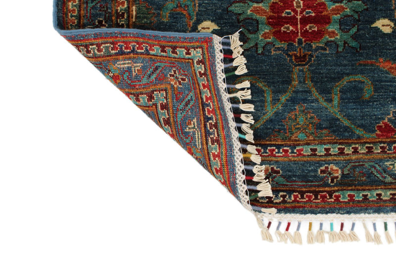 3x10 Blue and Multicolor Turkish Tribal Runner