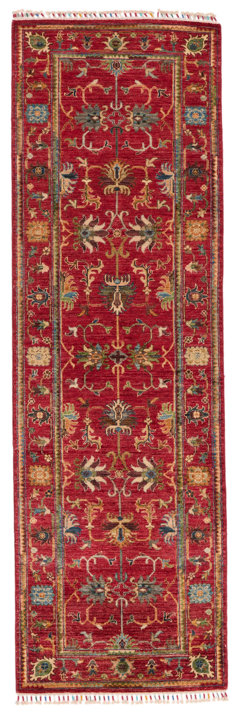 3x8 Red and Multicolor Turkish Tribal Runner