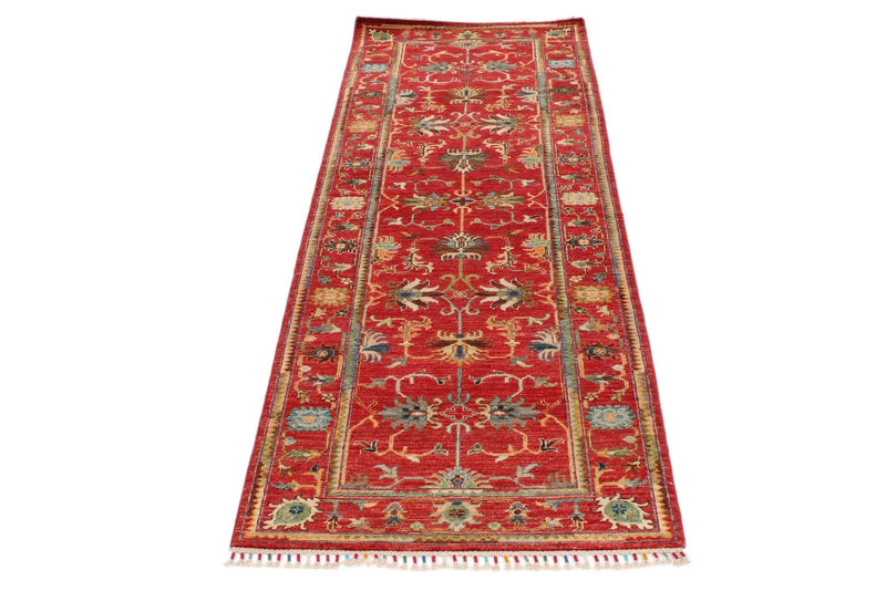 3x8 Red and Multicolor Turkish Tribal Runner
