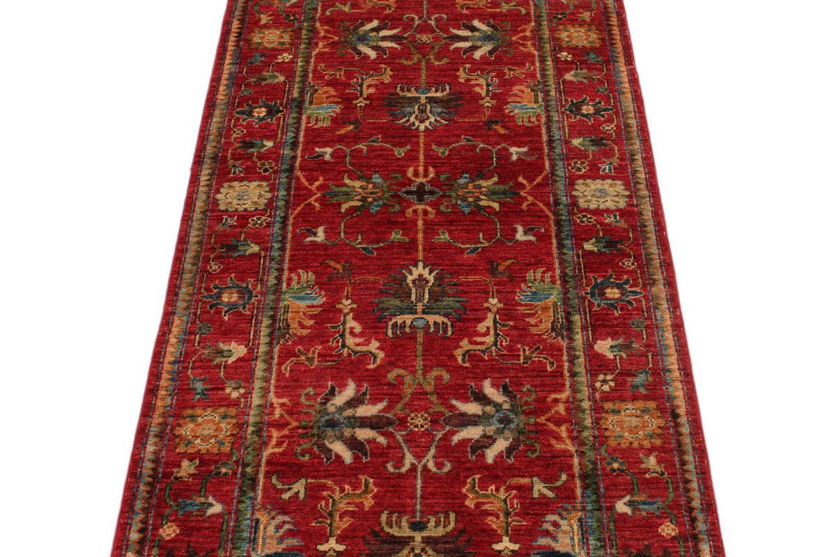 3x8 Red and Multicolor Turkish Tribal Runner