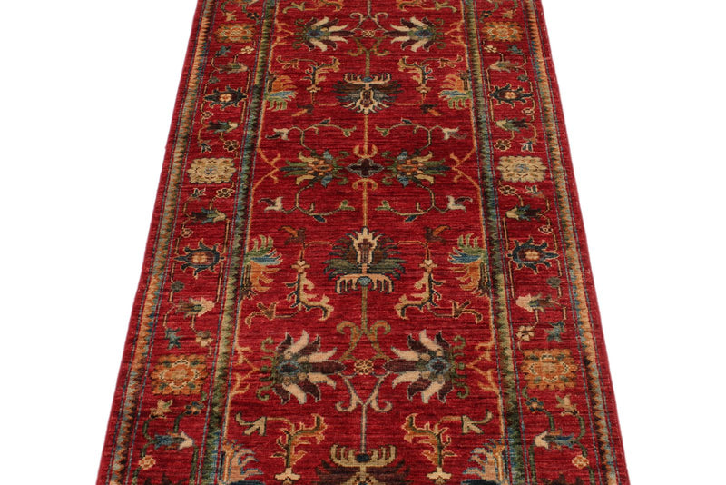 3x8 Red and Multicolor Turkish Tribal Runner