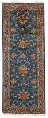 3x7 Blue and Multicolor Turkish Tribal Runner