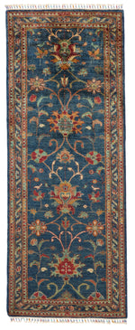 3x7 Blue and Multicolor Turkish Tribal Runner