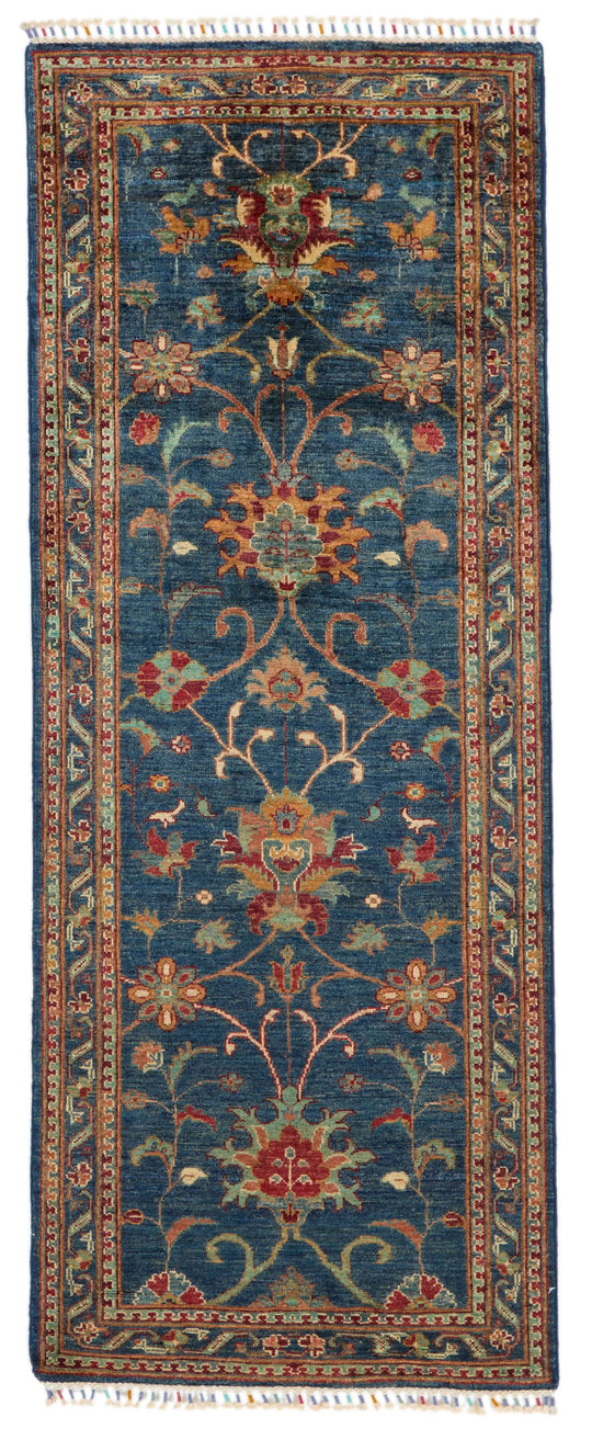 3x7 Blue and Multicolor Turkish Tribal Runner