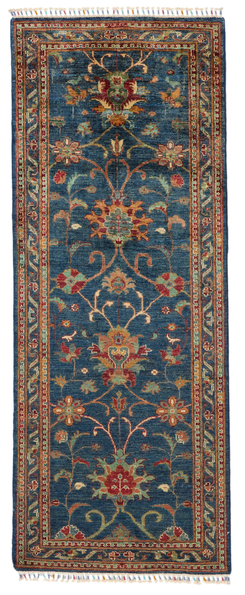 3x7 Blue and Multicolor Turkish Tribal Runner