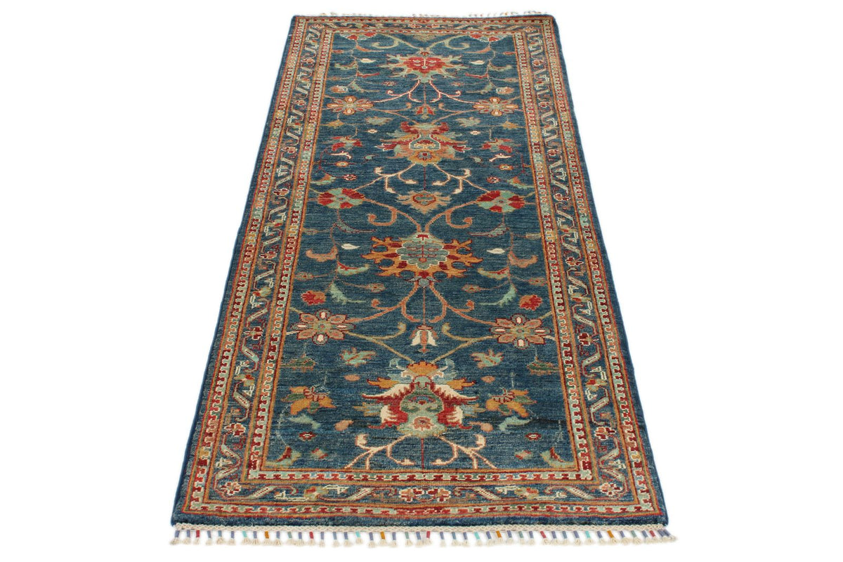 3x7 Blue and Multicolor Turkish Tribal Runner