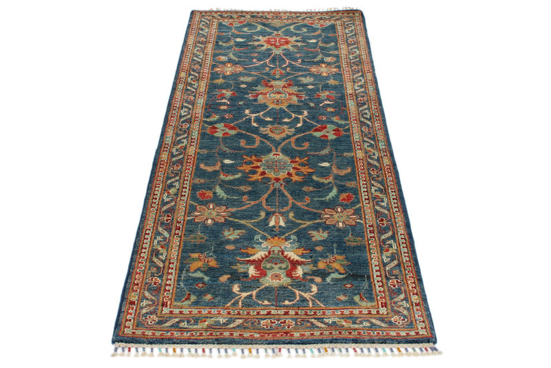 3x7 Blue and Multicolor Turkish Tribal Runner