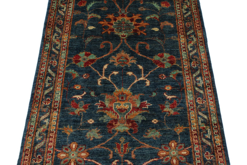 3x7 Blue and Multicolor Turkish Tribal Runner
