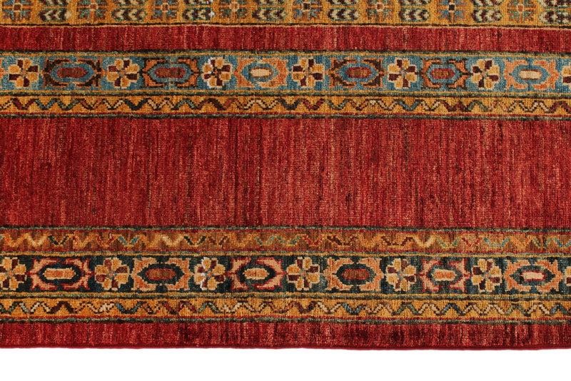 10x13 Multicolor and Red Turkish Tribal Rug