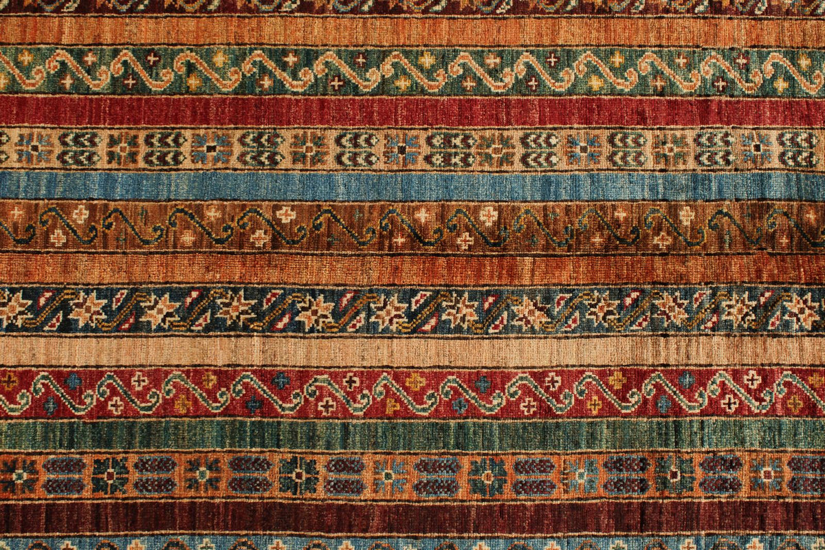 10x13 Multicolor and Red Turkish Tribal Rug