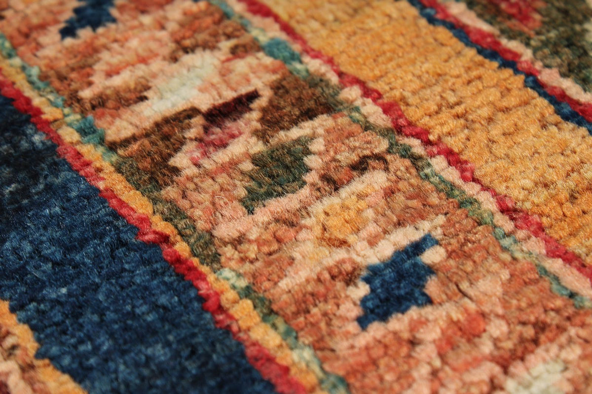 7x10 Multicolor and Light Blue Turkish Tribal Rug