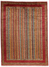 9x12 Multicolor and Red Turkish Tribal Rug