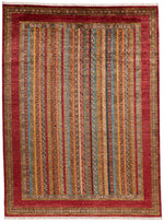 9x12 Multicolor and Red Turkish Tribal Rug