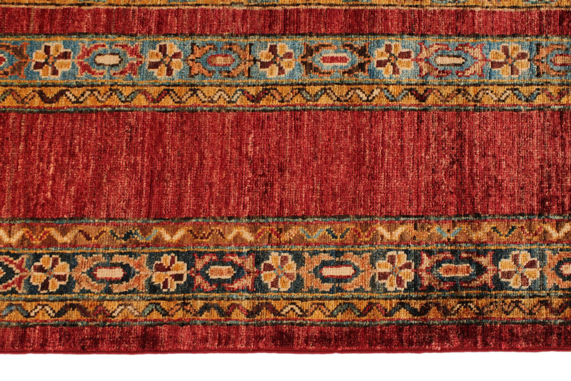 9x12 Multicolor and Red Turkish Tribal Rug