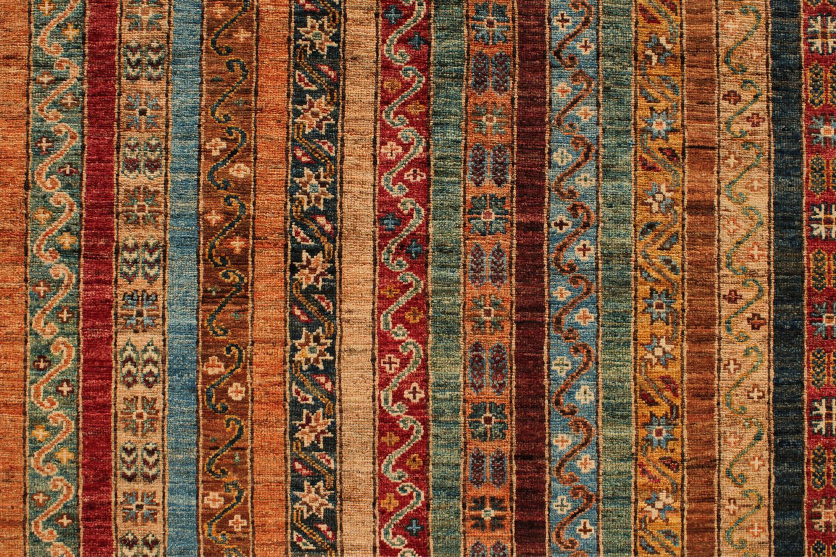 9x12 Multicolor and Red Turkish Tribal Rug