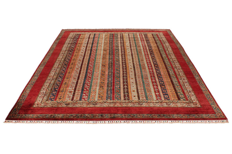 7x10 Red and Multicolor Turkish Tribal Rug