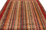 7x10 Red and Multicolor Turkish Tribal Rug