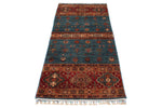 2x7 Light Blue and Multicolor Tribal Runner