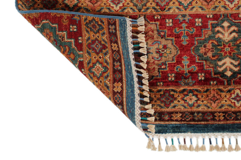 2x7 Light Blue and Multicolor Tribal Runner