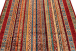 5x7 Multicolor and Red Turkish Tribal Rug