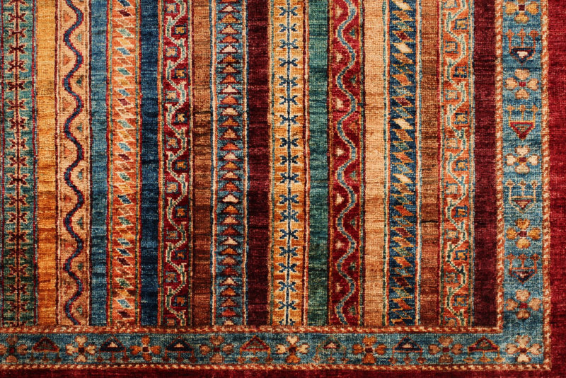 5x7 Multicolor and Red Turkish Tribal Rug