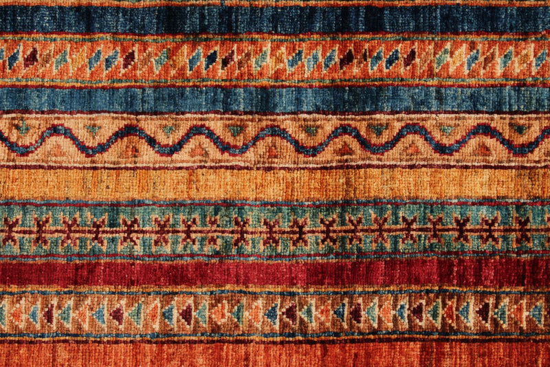 5x7 Multicolor and Red Turkish Tribal Rug