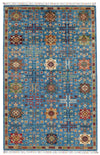 4x6 Light Blue and Multicolor Anatolian Tribal Rug