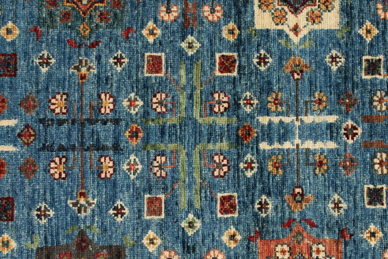 4x6 Light Blue and Multicolor Anatolian Tribal Rug