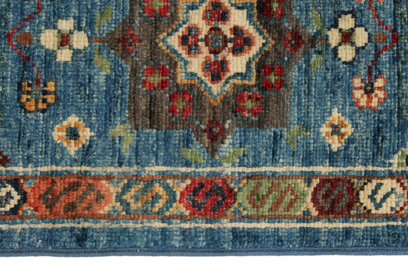 4x6 Light Blue and Multicolor Anatolian Tribal Rug