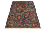 3x6 Light Blue and Multicolor Kazak Tribal Runner