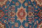 9x12 Navy and Ivory Kazak Tribal Rug