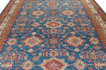 9x12 Navy and Ivory Kazak Tribal Rug