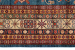 9x12 Navy and Ivory Kazak Tribal Rug