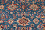 9x12 Navy and Ivory Kazak Tribal Rug