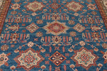 9x12 Navy and Ivory Kazak Tribal Rug