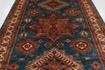 7x10 Light Blue and Ivory Kazak Tribal Rug