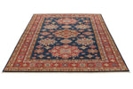 6x8 Navy and Red Kazak Tribal Rug